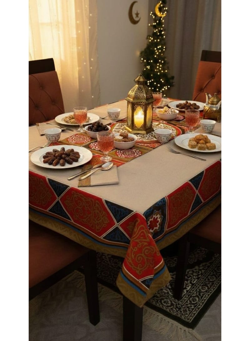 i diD Premium Heavyweight Cotton Duck Table cloth for Ramadan Decoration | Authentic Khayameya | 150x150 cm - Image 1